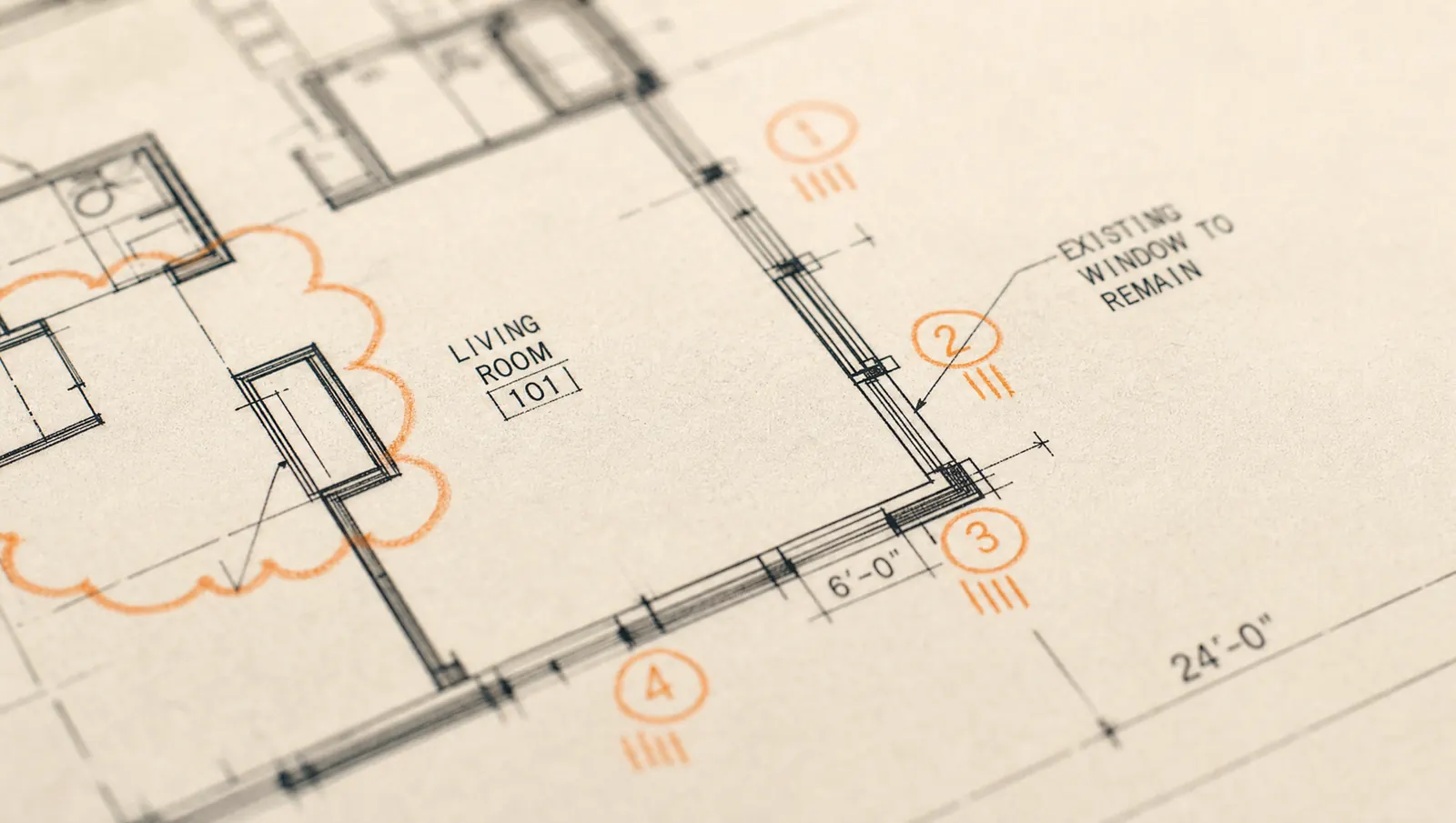 Plan sheet macro with orange takeoff counts